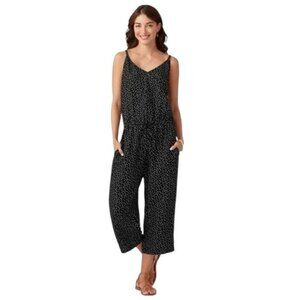 Tommy Bahama Sea Swell Cropped Jumpsuit Coverup Black White Polka Dot XS